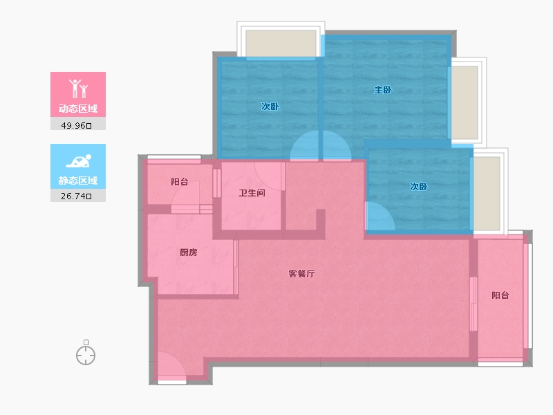 云南省-昆明市-佳兆业城市广场-67.74-户型库-动静分区