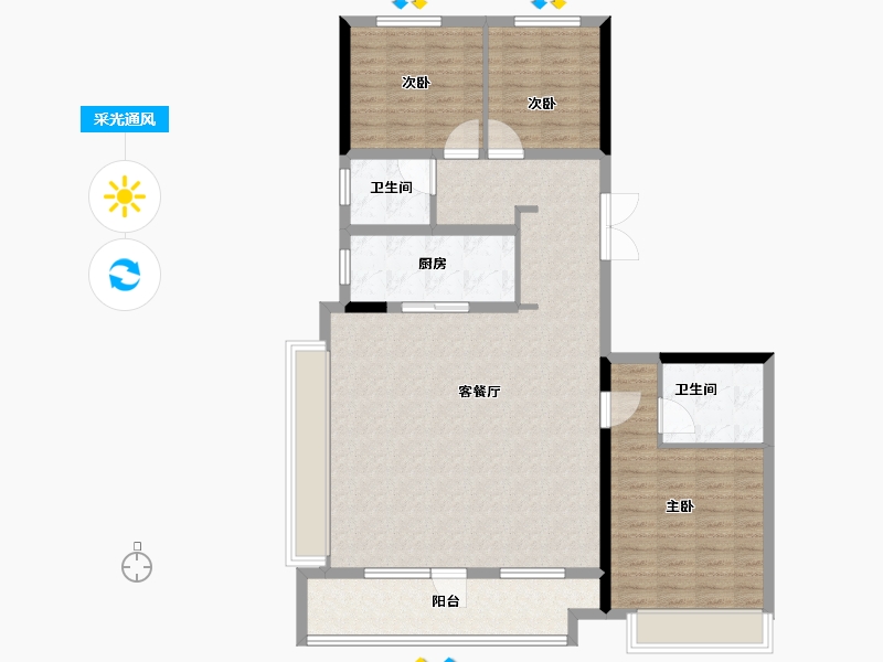 山东省-烟台市-新城明昱锦园-114.40-户型库-采光通风