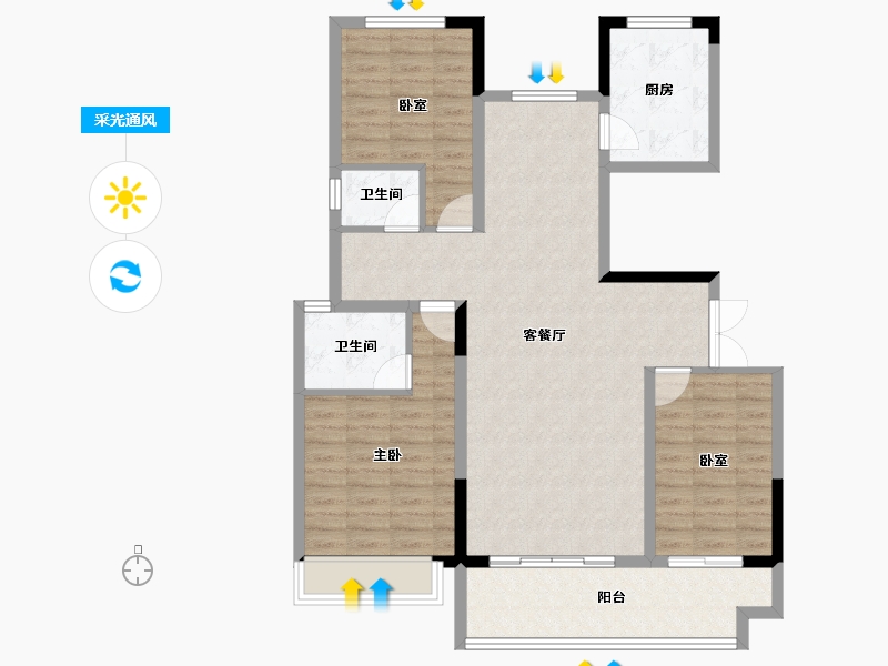 河南省-南阳市-淯龙府-100.12-户型库-采光通风