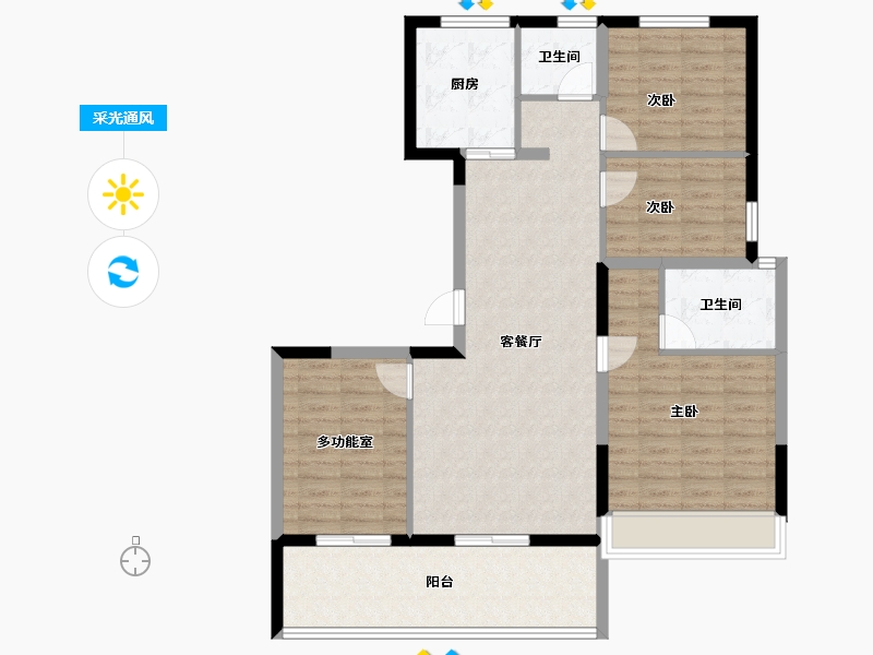 浙江省-绍兴市-阳光城碧桂园玺园-102.87-户型库-采光通风