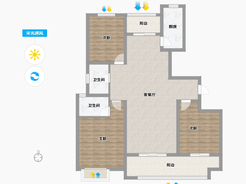 河南省-洛阳市-夏都水岸-112.06-户型库-采光通风