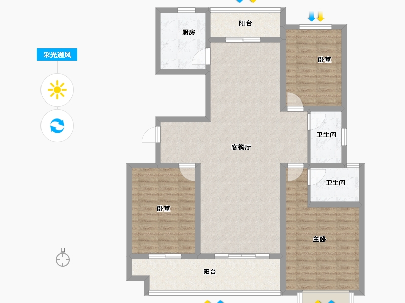 河南省-洛阳市-夏都水岸-115.15-户型库-采光通风