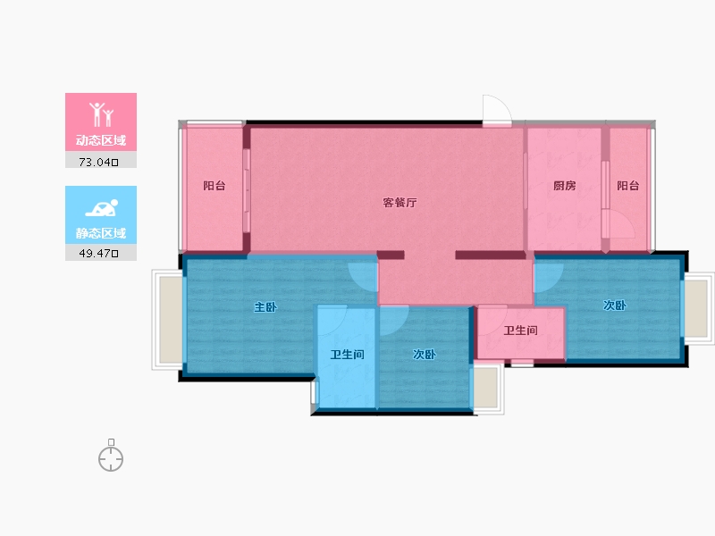 云南省-昆明市-昆明恒大君睿-110.63-户型库-动静分区