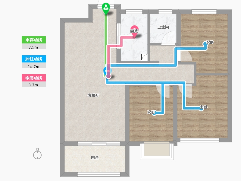 山东省-潍坊市-蓝城清风明月明月苑-72.36-户型库-动静线