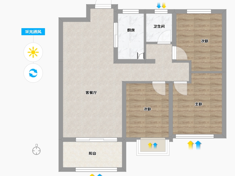 山东省-潍坊市-蓝城清风明月明月苑-72.36-户型库-采光通风