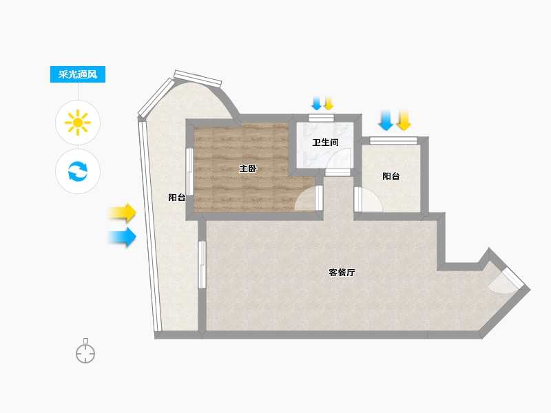 海南省-三亚市-航天云海台-58.70-户型库-采光通风