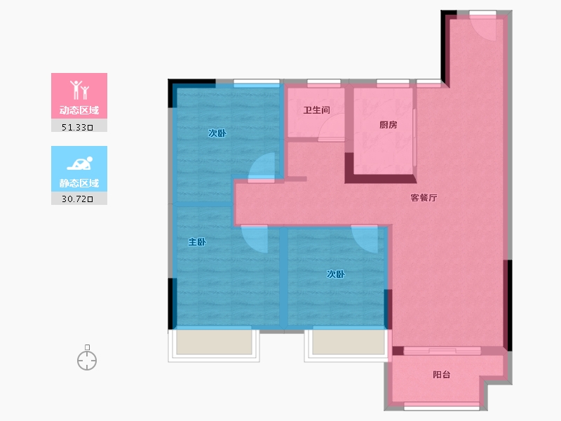 河南省-南阳市-建业大城小院-72.67-户型库-动静分区