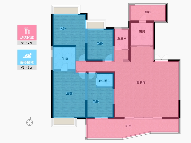 云南省-昆明市-华夏四季-142.40-户型库-动静分区