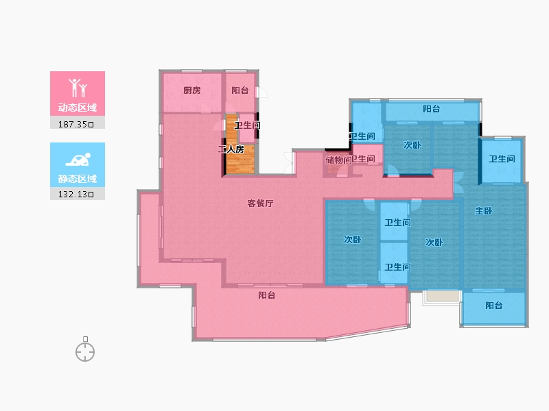 云南省-昆明市-华夏四季-298.40-户型库-动静分区