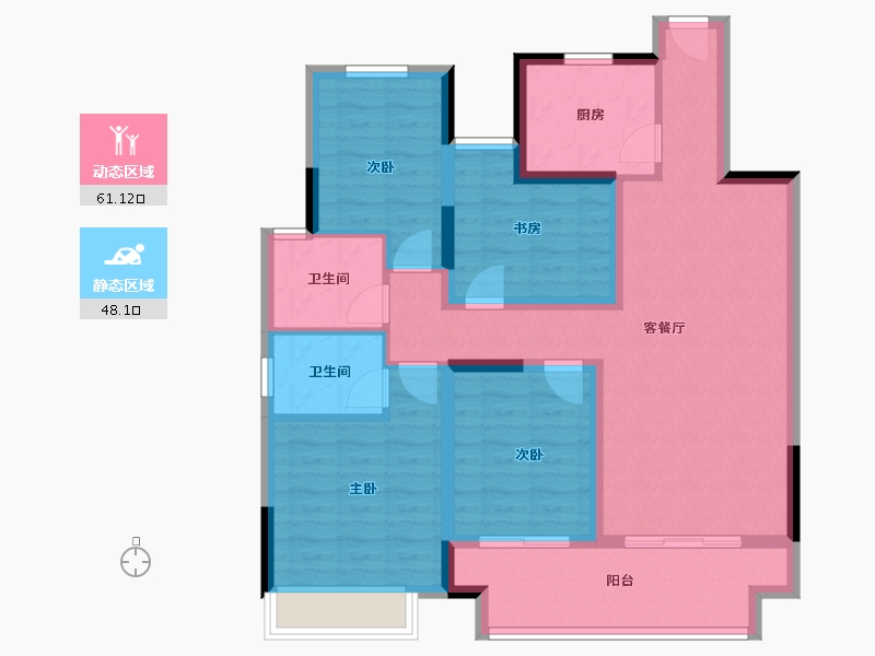 江苏省-镇江市-路劲港欣城-96.80-户型库-动静分区