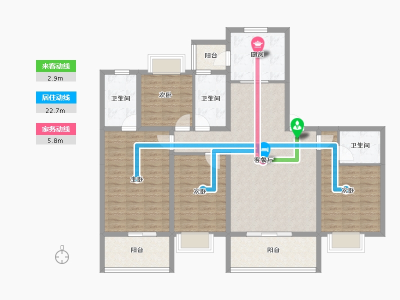 云南省-昆明市-复地雲極-123.91-户型库-动静线