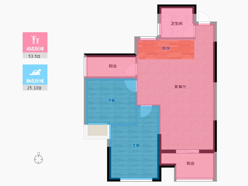 浙江省-绍兴市-绍兴鉴湖印象-70.98-户型库-动静分区