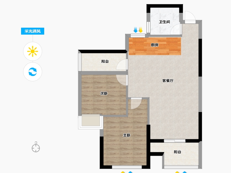 浙江省-绍兴市-绍兴鉴湖印象-70.98-户型库-采光通风