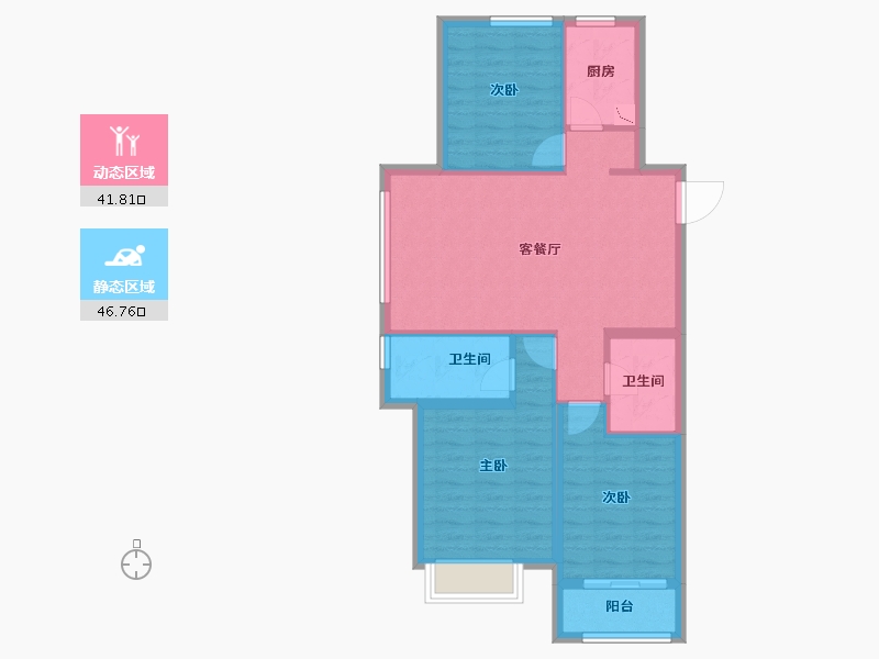 山东省-潍坊市-蓝城清风明月明月苑-79.44-户型库-动静分区