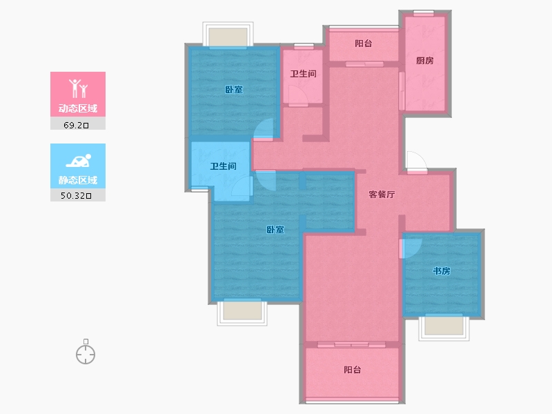 四川省-成都市-牧山溪岸花园-105.66-户型库-动静分区