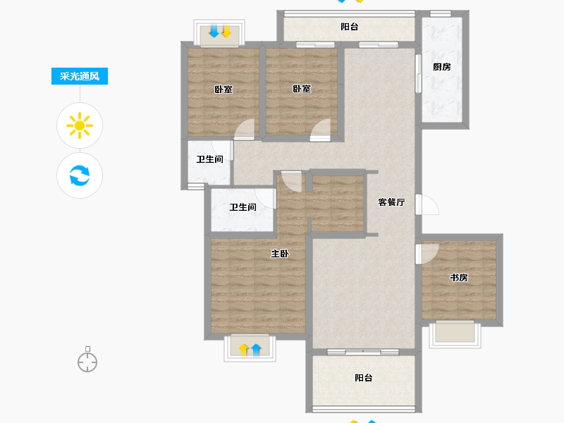 四川省-成都市-牧山溪岸花园-116.86-户型库-采光通风