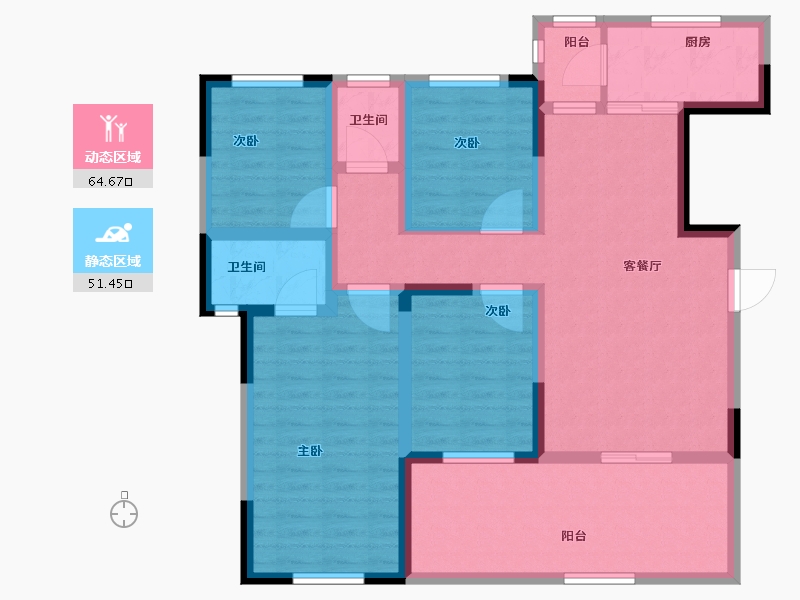 河南省-驻马店市-阳光翡翠国际-102.53-户型库-动静分区