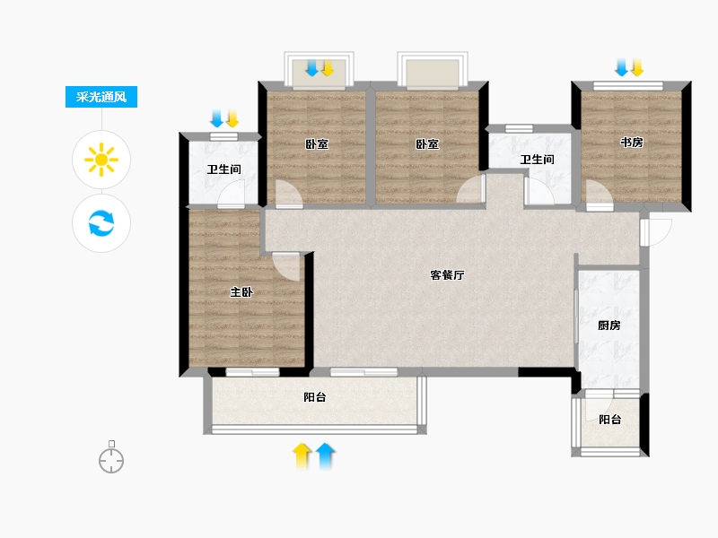 四川省-成都市-花屿岛-103.52-户型库-采光通风