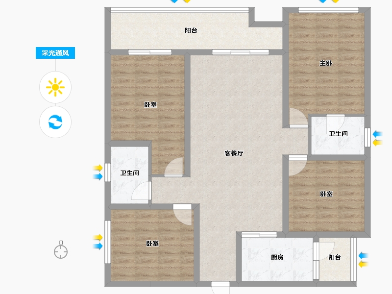 四川省-成都市-欧郡源里小区-113.91-户型库-采光通风