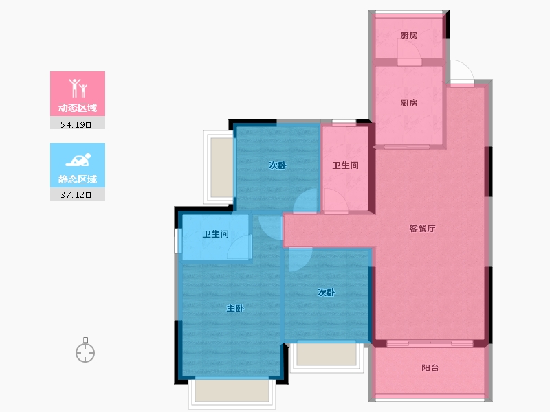 四川省-成都市-恒大林溪郡-81.86-户型库-动静分区