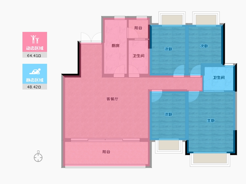 重庆-重庆市-江津鲁能领秀城二街区-100.92-户型库-动静分区