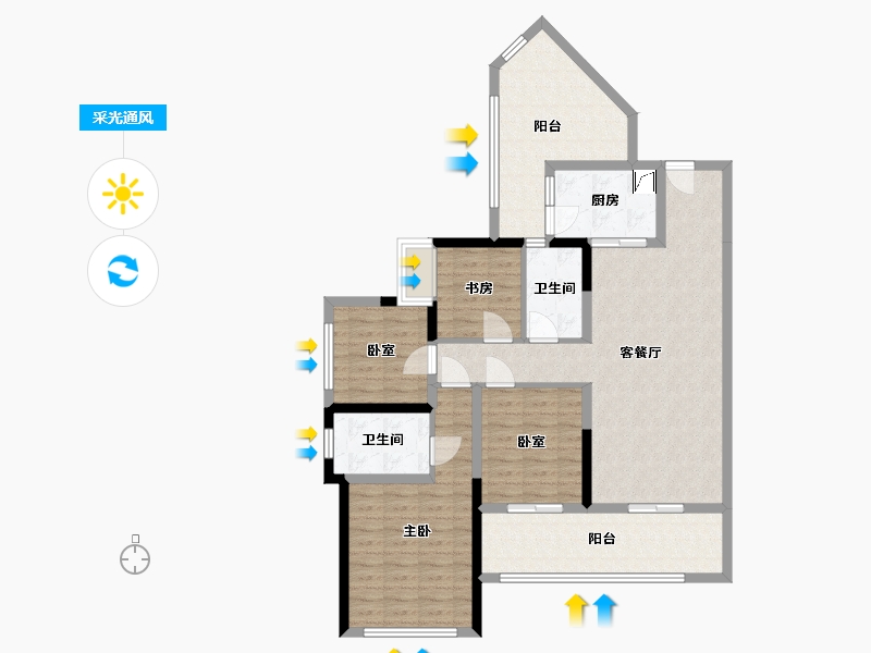 四川省-成都市-麓云-101.00-户型库-采光通风