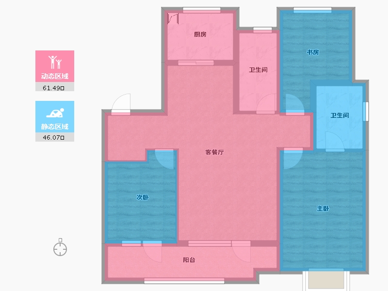 山东省-青岛市-禹洲悦府-95.39-户型库-动静分区