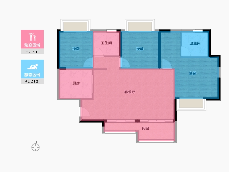 四川省-成都市-恒大林溪郡-85.05-户型库-动静分区