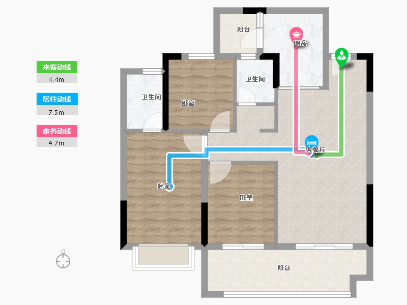 河南省-南阳市-邓州蓝城滨湖壹号-86.67-户型库-动静线