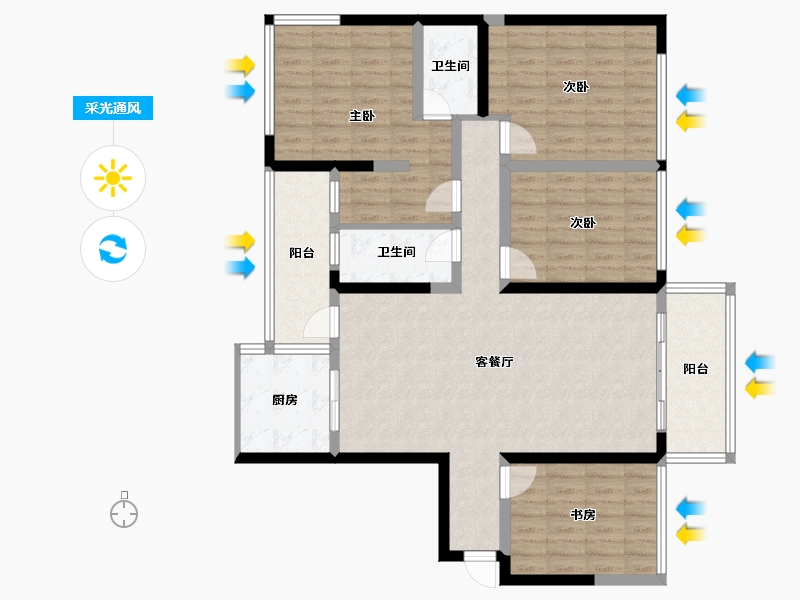 广西壮族自治区-百色市-江湾学府-153.00-户型库-采光通风