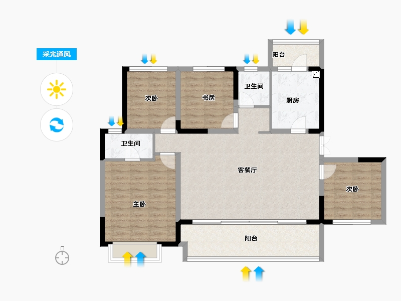 四川省-成都市-人居蜀津峰荟-109.92-户型库-采光通风