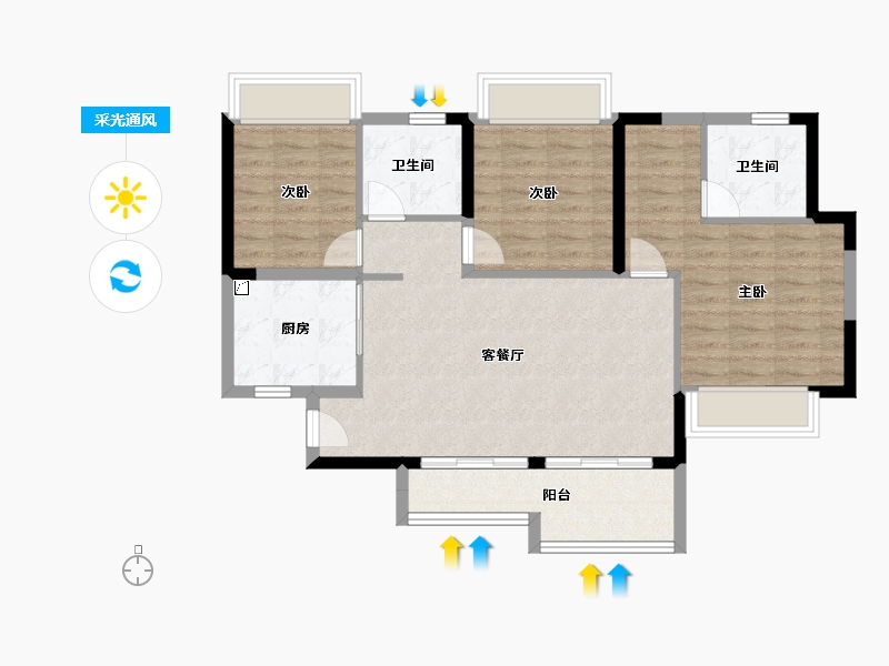 四川省-成都市-恒大林溪郡-86.06-户型库-采光通风