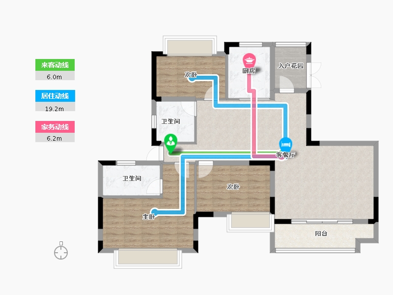 重庆-重庆市-南川恒大滨河左岸-104.16-户型库-动静线