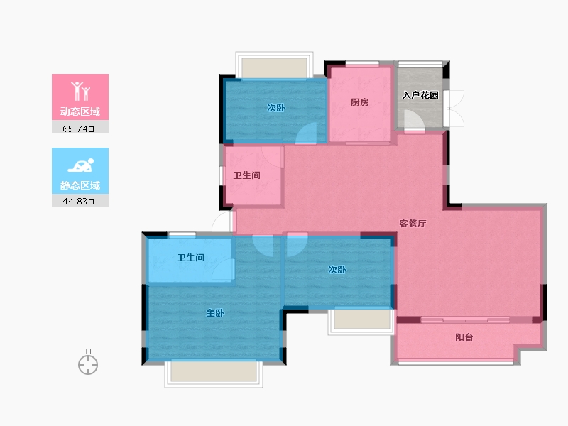 重庆-重庆市-南川恒大滨河左岸-104.16-户型库-动静分区