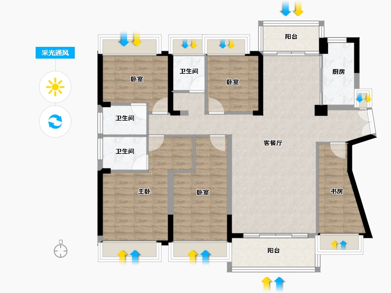 广东省-惠州市-荣佳国韵-124.98-户型库-采光通风