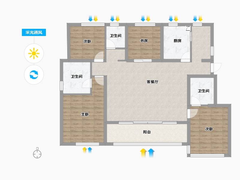 浙江省-金华市-​时代望湖悦-112.00-户型库-采光通风