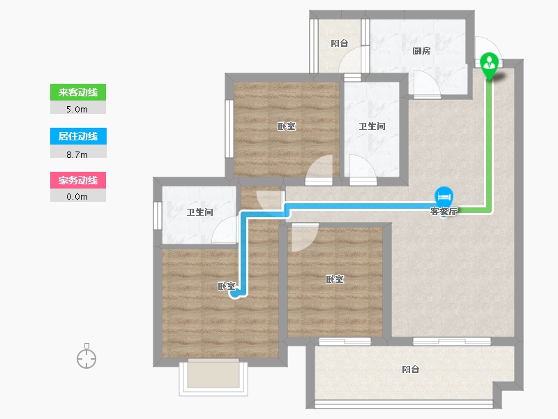 四川省-成都市-欧郡源里小区-83.40-户型库-动静线