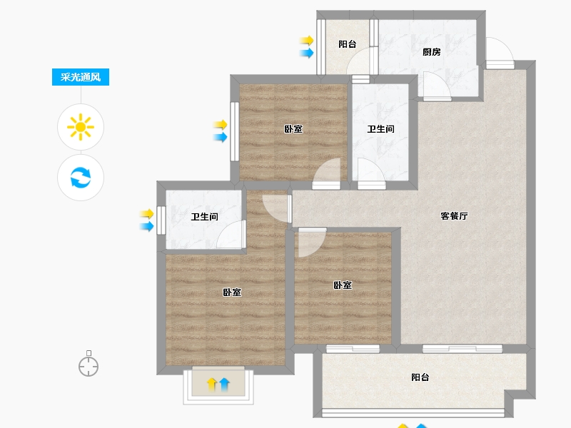 四川省-成都市-欧郡源里小区-83.40-户型库-采光通风