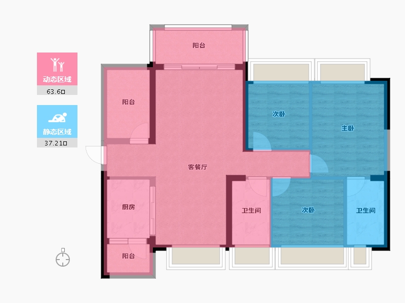 广东省-惠州市-鸿润腾韵花园-90.35-户型库-动静分区