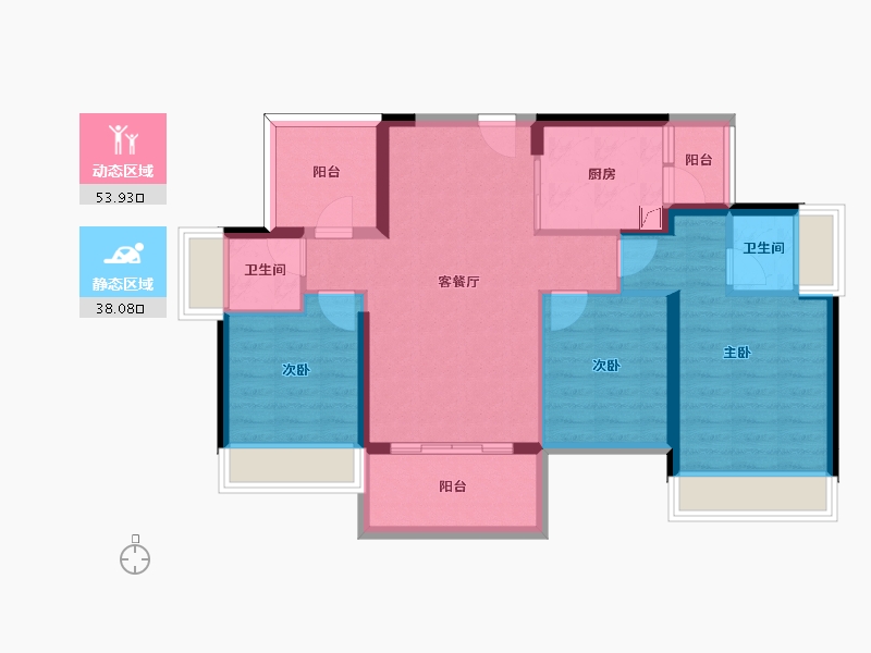 广东省-惠州市-牧云左岸-81.66-户型库-动静分区