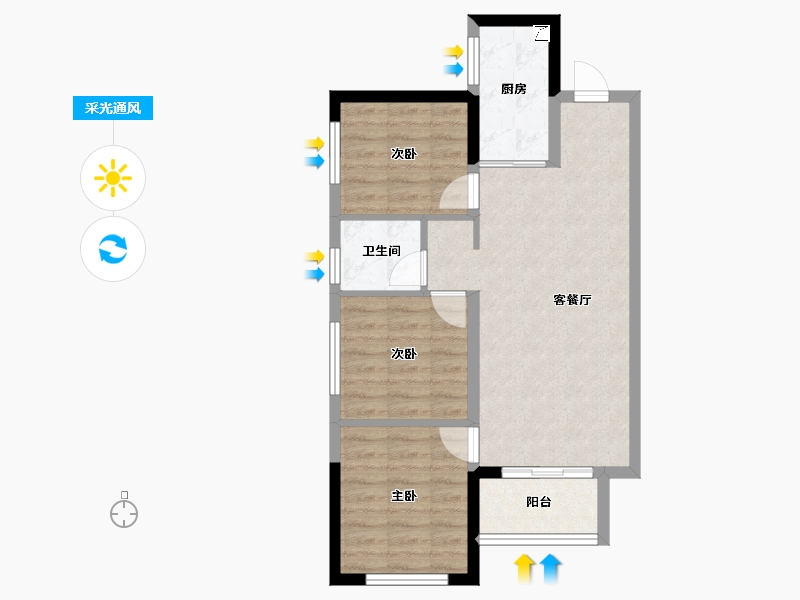 四川省-成都市-成都万科碧桂园公园大道2其-63.28-户型库-采光通风