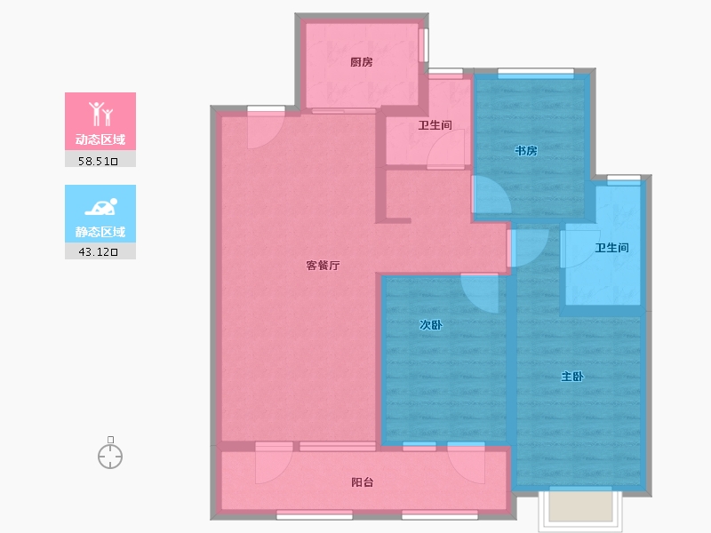 山东省-青岛市-山海大观-90.41-户型库-动静分区