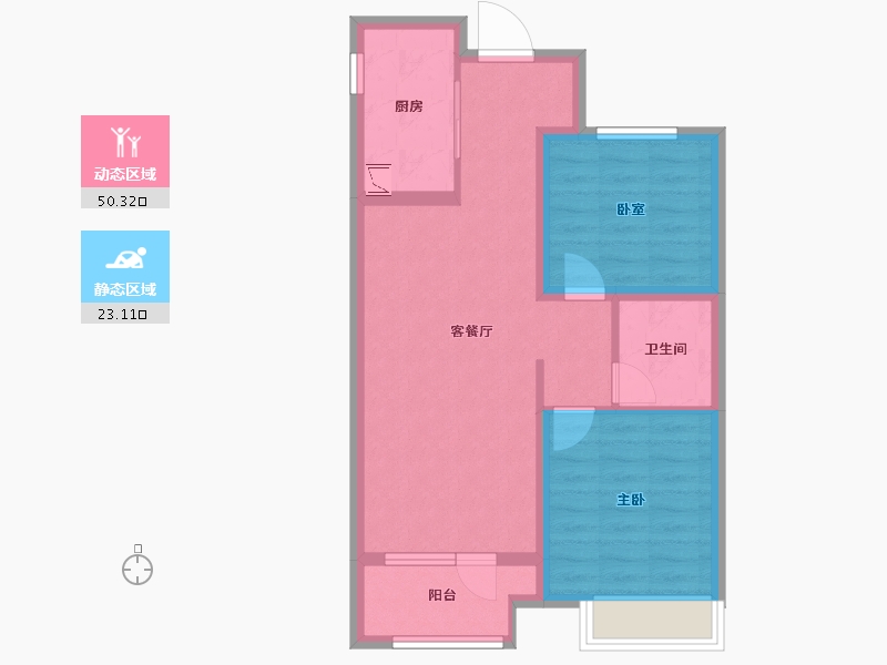 山东省-潍坊市-融创融公馆-64.93-户型库-动静分区