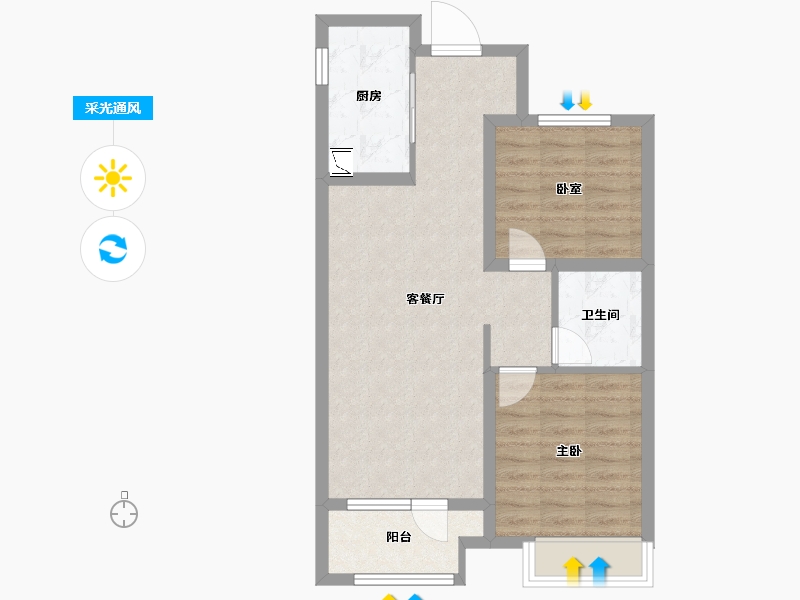 山东省-潍坊市-融创融公馆-64.93-户型库-采光通风