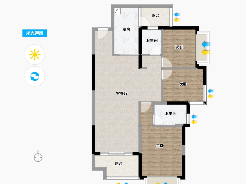 四川省-成都市-恒大林溪郡-87.71-户型库-采光通风