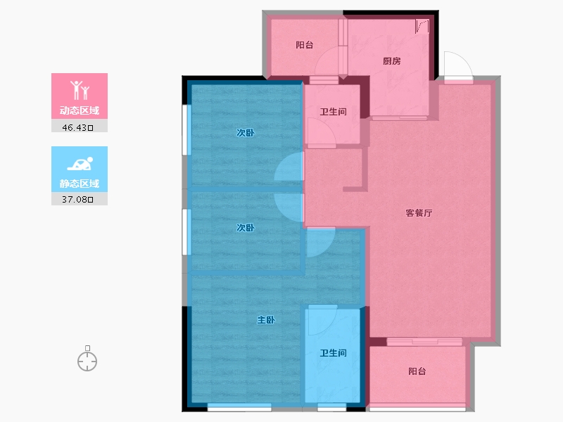 四川省-成都市-成都万科碧桂园公园大道2其-74.01-户型库-动静分区