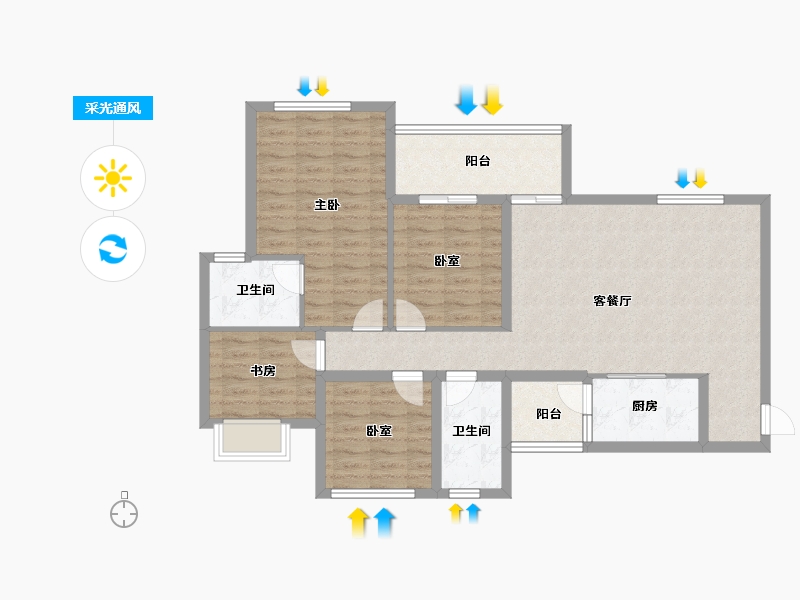 四川省-成都市-欧郡源里小区-99.82-户型库-采光通风