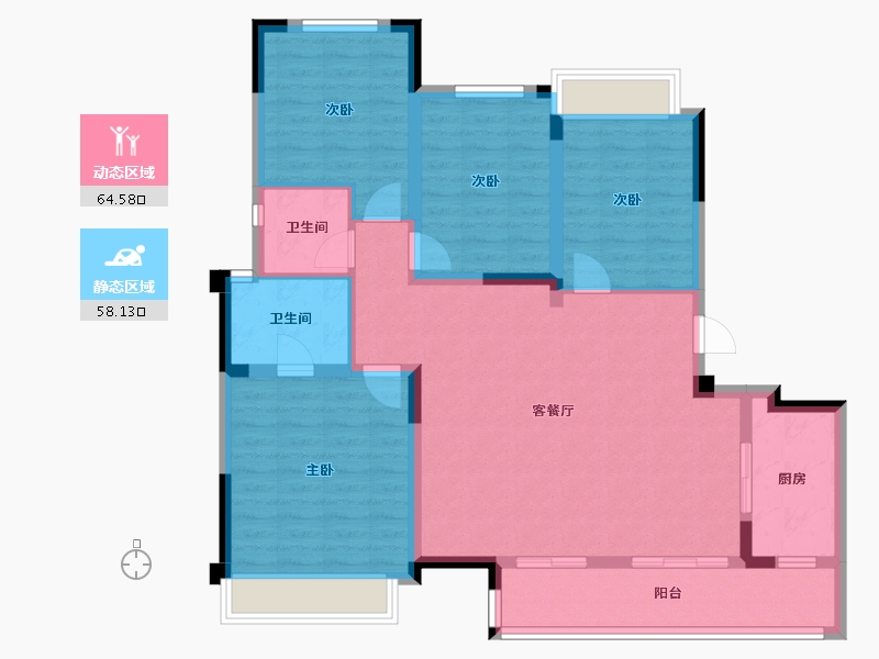 重庆-重庆市-中建御湖壹号-110.46-户型库-动静分区