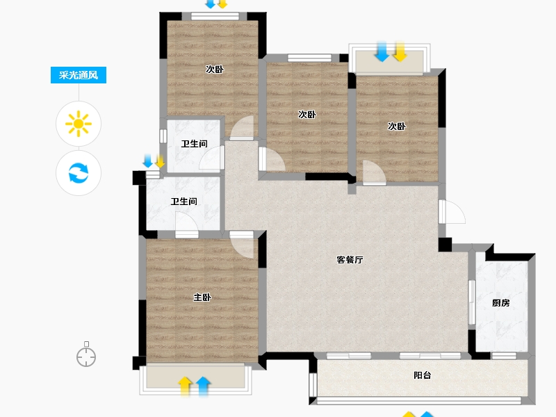 重庆-重庆市-中建御湖壹号-110.46-户型库-采光通风