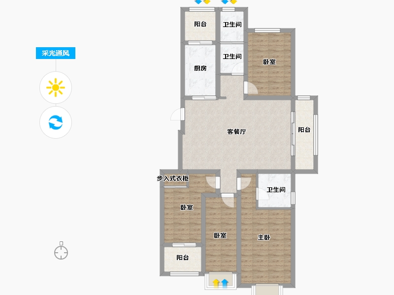 山东省-烟台市-桦林彩雲城-106.40-户型库-采光通风